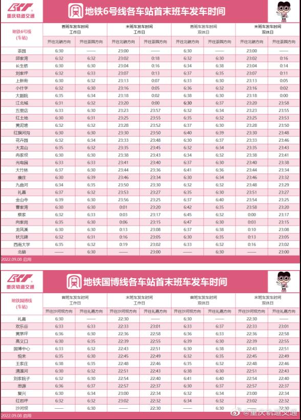 最新！重庆轨道交通运营时刻表来了 所有车站正常运营