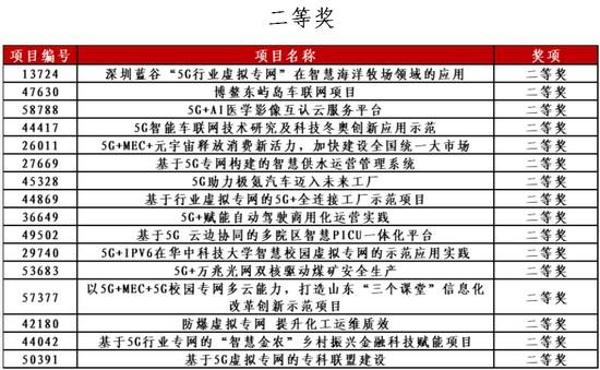“绽放杯”5g应用征集大赛行业虚拟专网专题赛决赛获奖名单(排名不分先后)