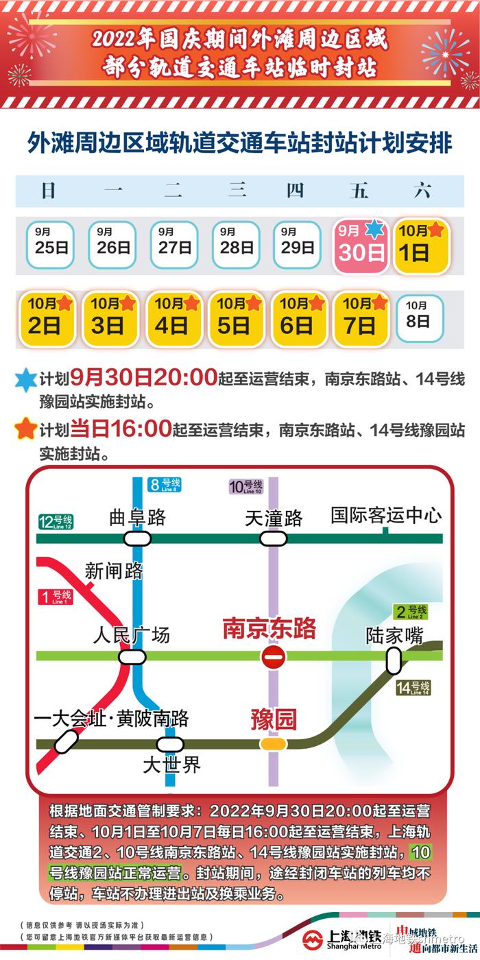 国庆长假期间，上海这6条地铁线路连续4天延时运营