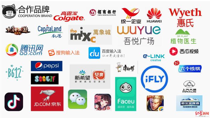 ↑蘑菇头系列表情包与高露洁、大话西游等各大品牌建立授权合作 受访者供图