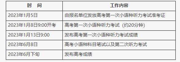 北京市2023年高考小语种听力考试时间公布