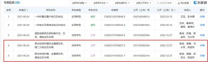 比亚迪公布”聚合物保护膜、金属锂负极、锂电池及车辆“等专利