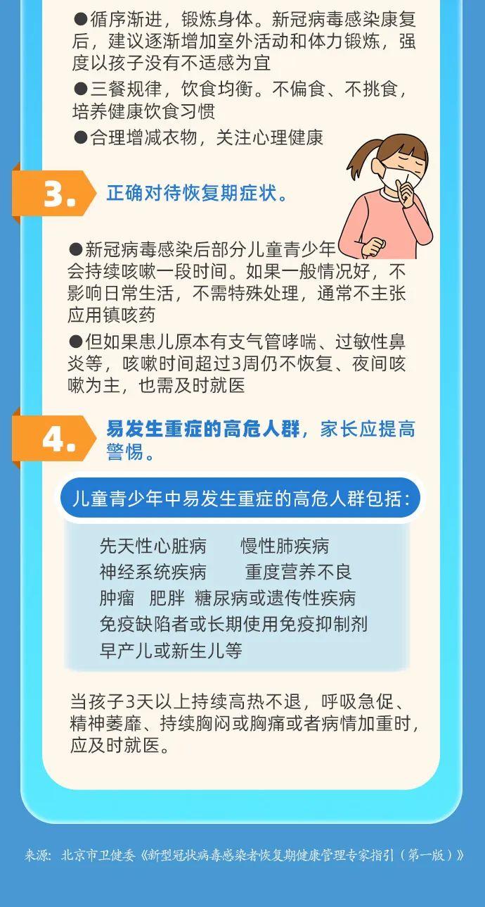 新冠感染者恢复期专家指引来了！儿童青少年要这样注意健康……