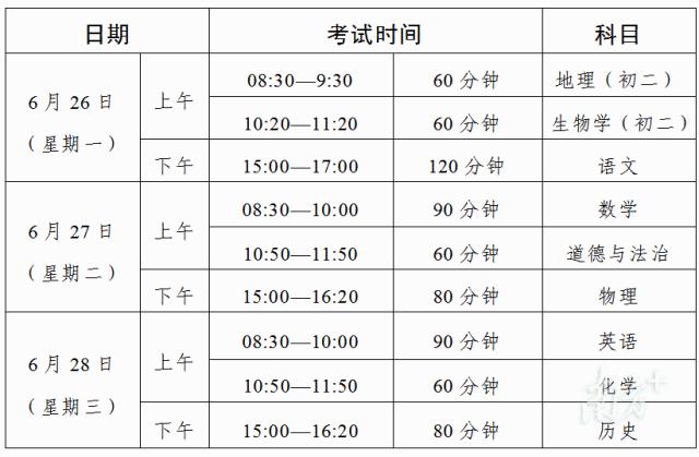 广东2023年中考时间定了：6月26日至28日