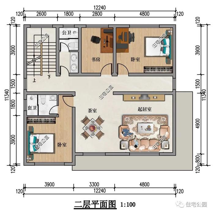 12×11米现代三层别墅，8米面宽大客厅、豪华套卧、时尚大露台全都有