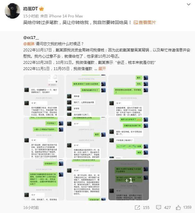 戴琳在社交媒体回应个人生活纠纷。 社交媒体截图
