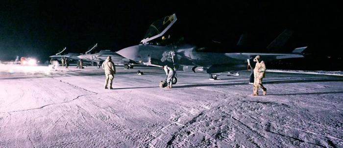 部署在格陵兰岛图勒空军基地的美军F-35A隐形战机 图源:美国国防部官网