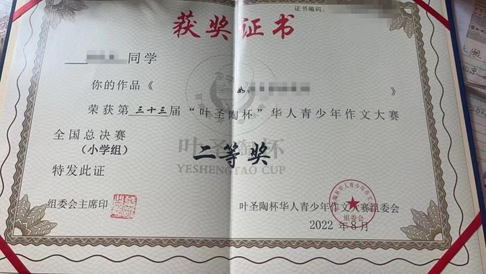 群里家长分享的获奖证书(受访者供图)