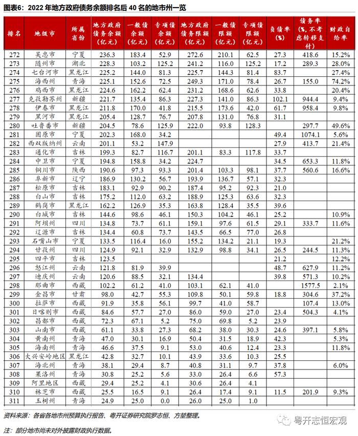 罗志恒：311个地市州政府债务全景