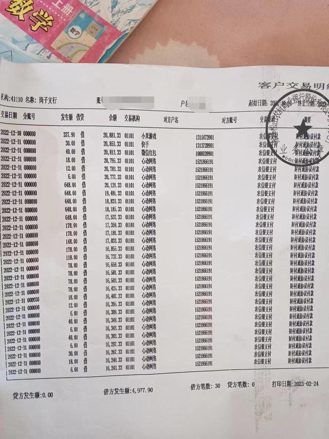 马先生的银行卡流水 本文图均为 受访者提供消费者投诉[