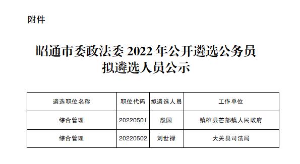 公示丨昭通市委政法委2022年公开遴选公务员拟遴选人员名单发布