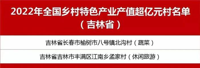 吉林多地入选！“一村一品”示范村镇，乡村特色产业十亿元镇、亿元村名单公布