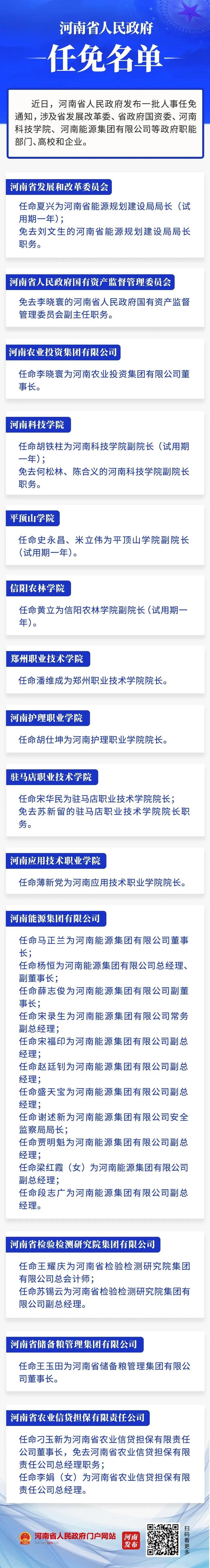 河南省政府新任免一批干部