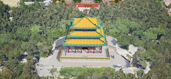 根据扫描数据而生成的数字图片。视角:俯视景山万春亭。图 / 北京市测绘设计研究院