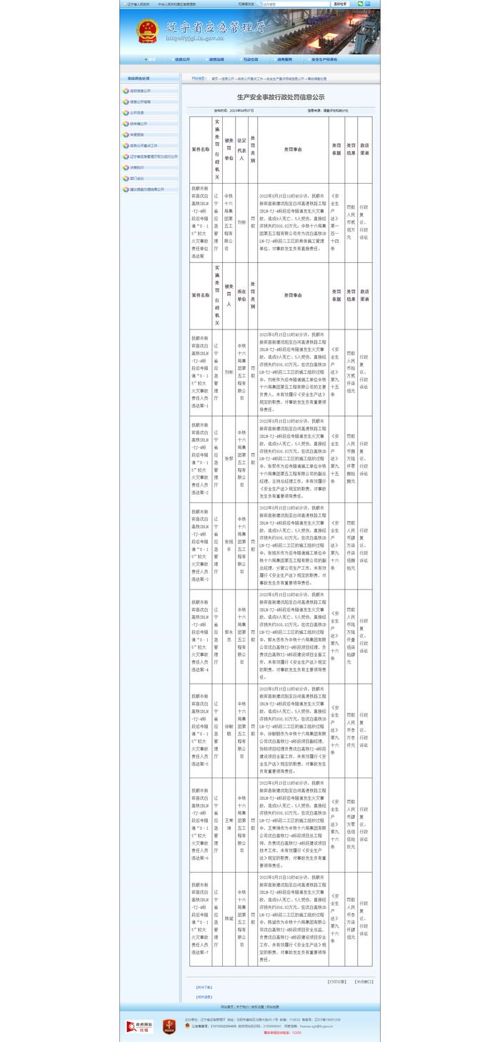 沈白高铁后寺隧道火灾事故致9死5伤，中铁十六局第五工程公司拟被罚200万