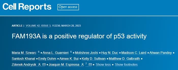 前沿 |《细胞》子刊揭示p53新调控因子：它的水平越高，癌症患者活得越久！