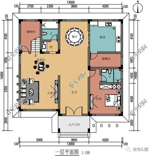 特价图纸丨挑空客厅+露台，13×14米三层现代雅宅