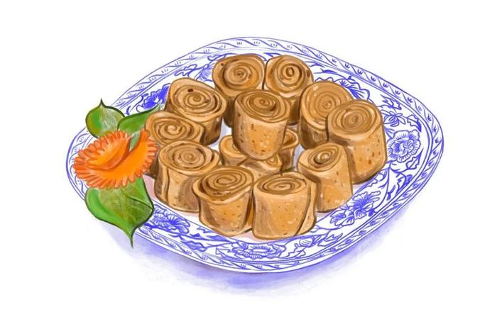 酒米卷卷,卷卷大多都会卷成漩涡。插画/林天意,选自《风物中国志·平凉》