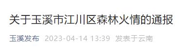 玉溪市通报江川区“4·11”森林火灾最新情况！