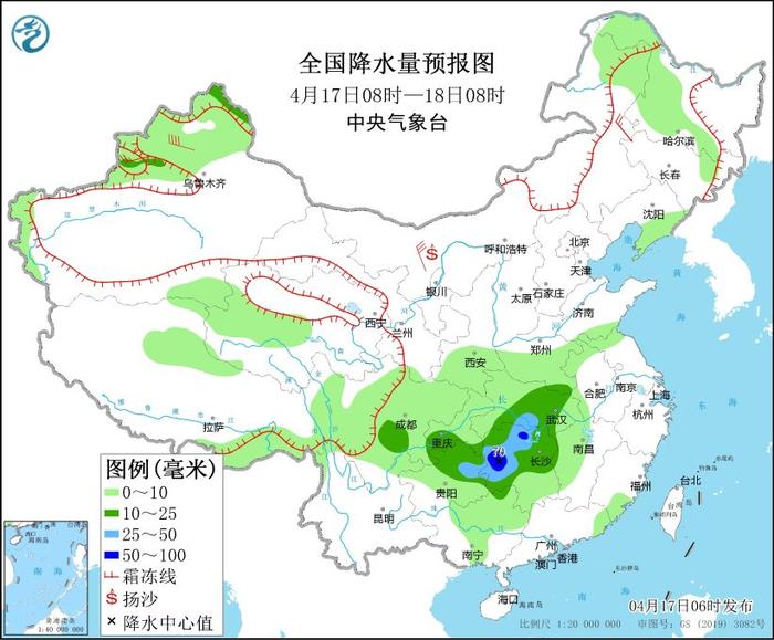 中央气象台:江汉江南华南将有较强降水过程,主要集中在18日