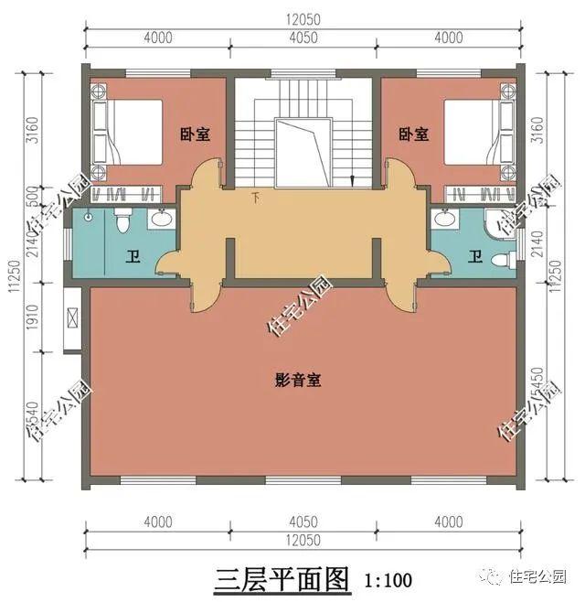 特价图纸丨神龛+影音房，12×11米秀美徽派合院