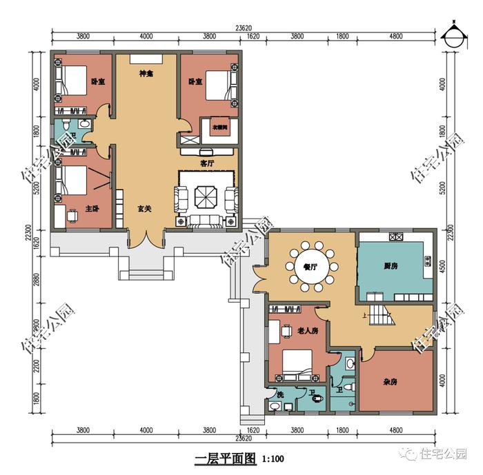 特价图纸丨23×22米一层美宅，主副房设计，居住其中更舒适