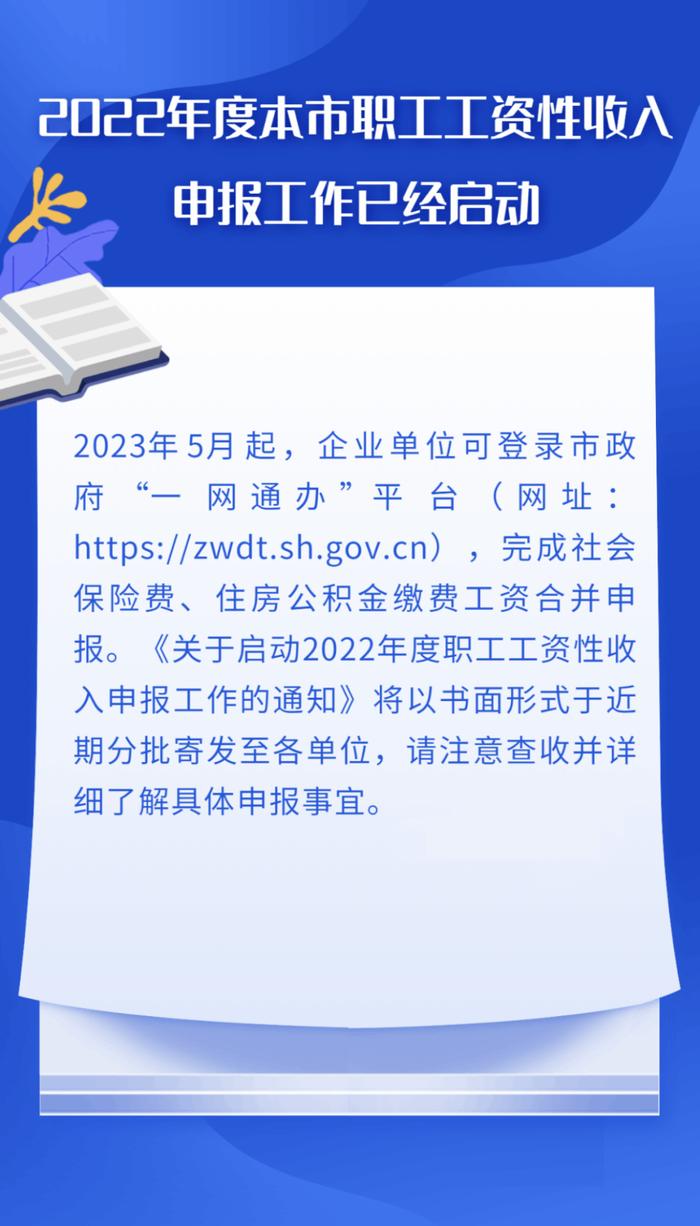 【提示】@各单位，2022年度本市职工工资性收入申报工作启动啦！