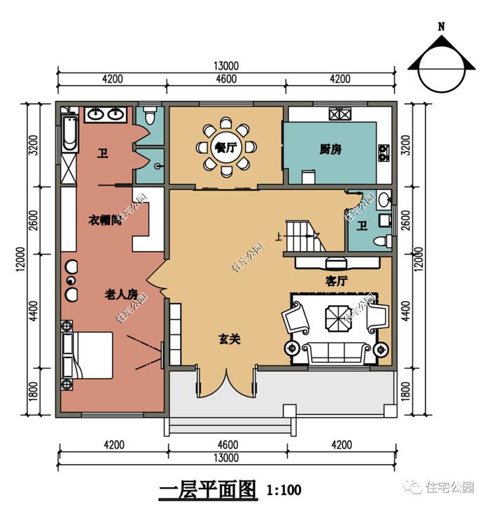 特价图纸丨观景阳台+舒适套卧，13×12米现代别墅