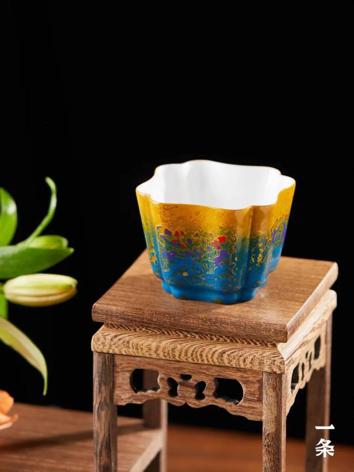 德化白瓷为胎，8000历史犀皮漆为饰，造绝美大漆瓷杯！