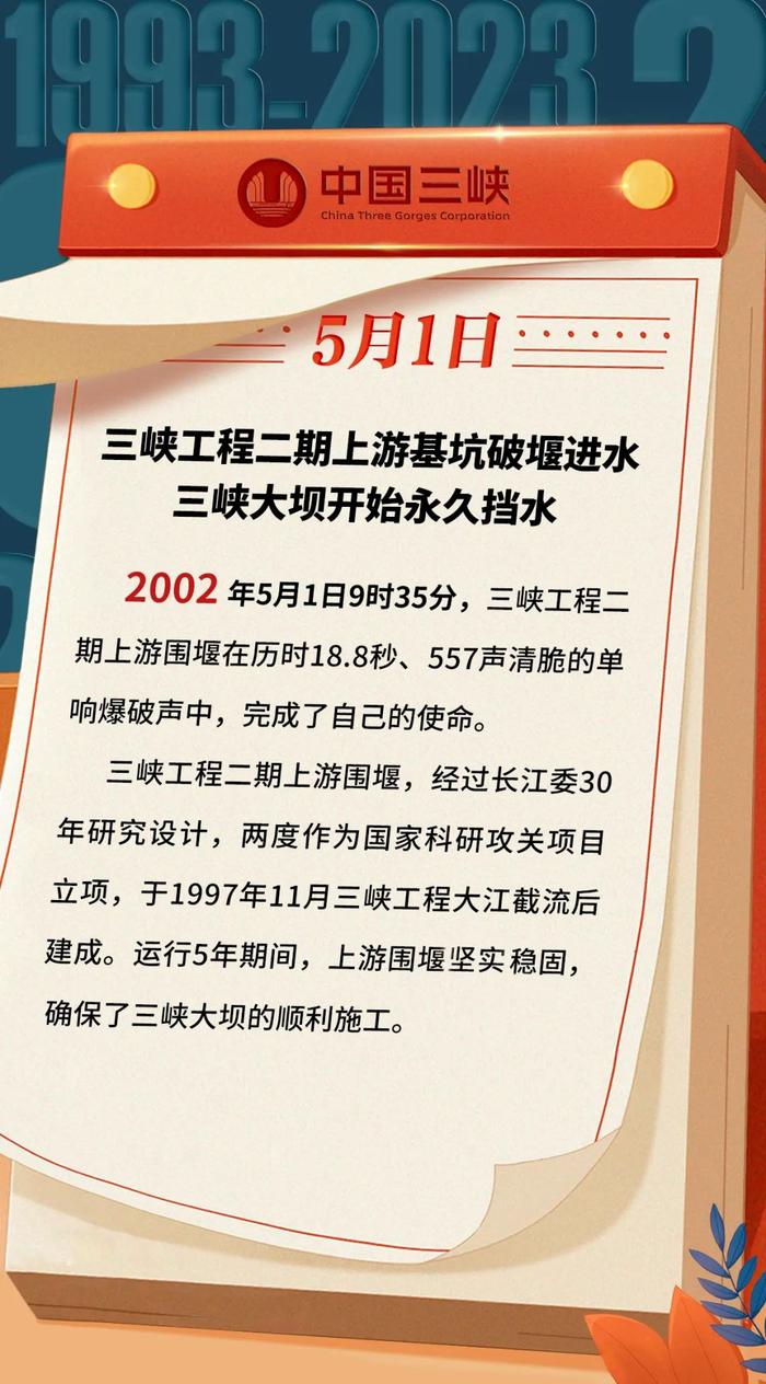 三峡 · 历史上的今天丨三峡大坝开始永久挡水（5月1日-5月7日）