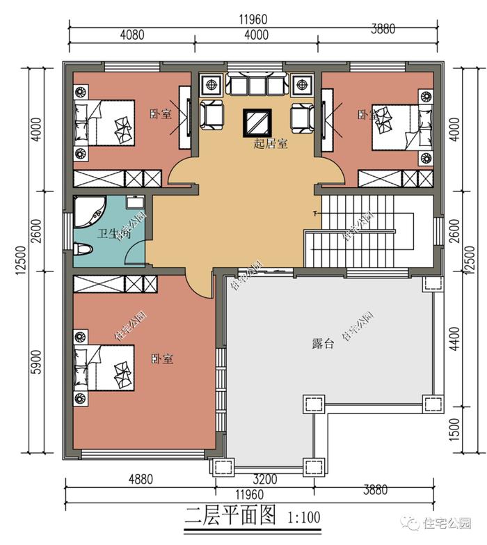 特价图纸丨11×12米带露台、落地窗的现代美宅