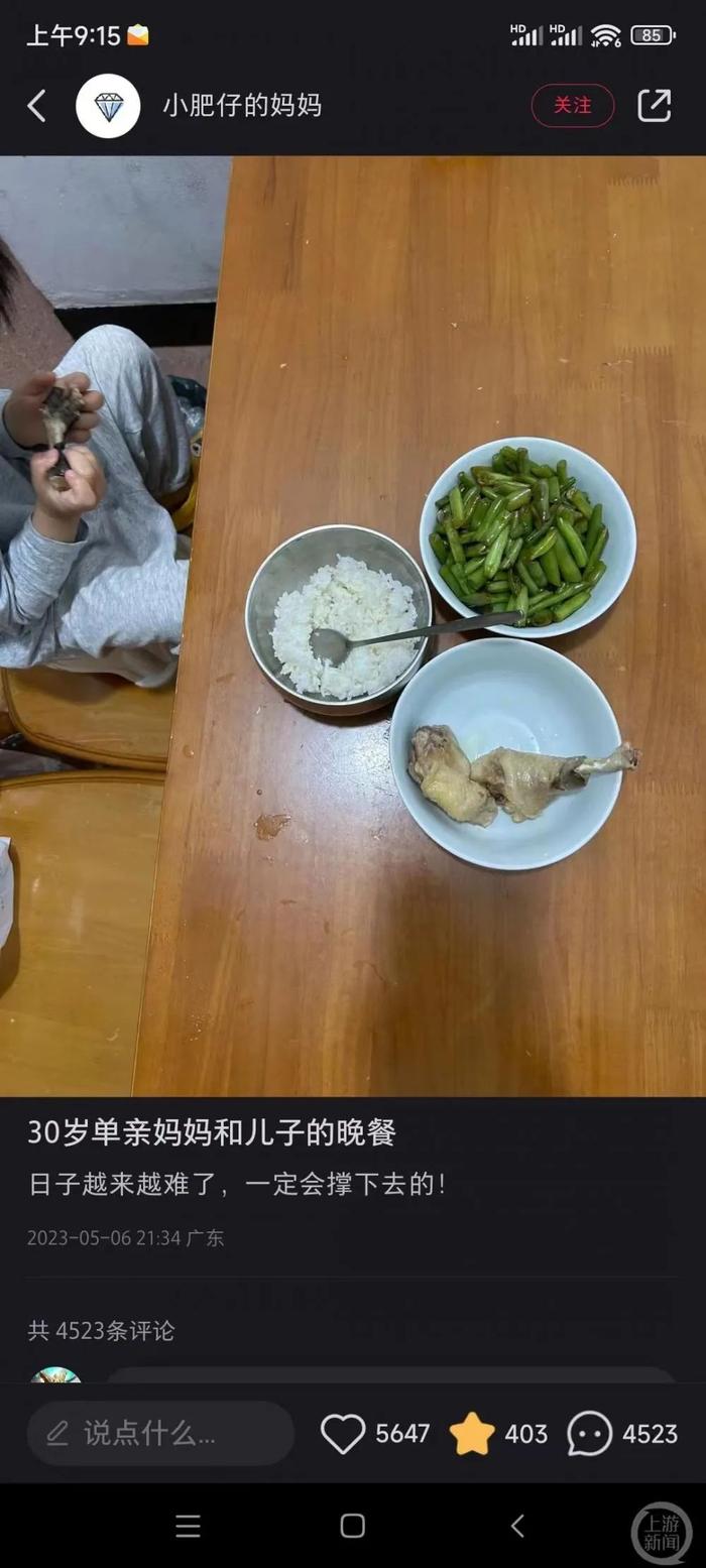 单亲妈妈分享简朴晚餐遭遇“炫富”，有人晒“豪华大餐”被骂到删评