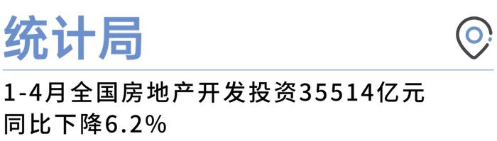 每日昱言丨统计局1-4月全国房地产开发投资35514亿元 同比下降6.2%，调查报告称房地产企业等微观主体的流动性风险值得关注