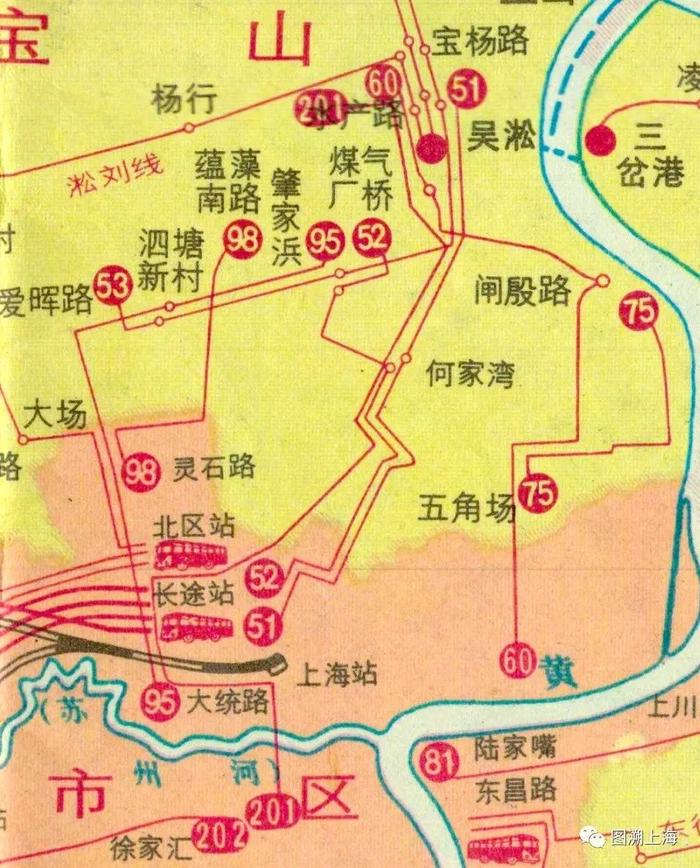 1976年地图:201路走向示意图