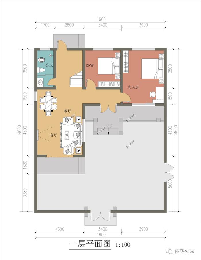 特价图纸丨4室2厅好格局，占地只有89平的中式小院