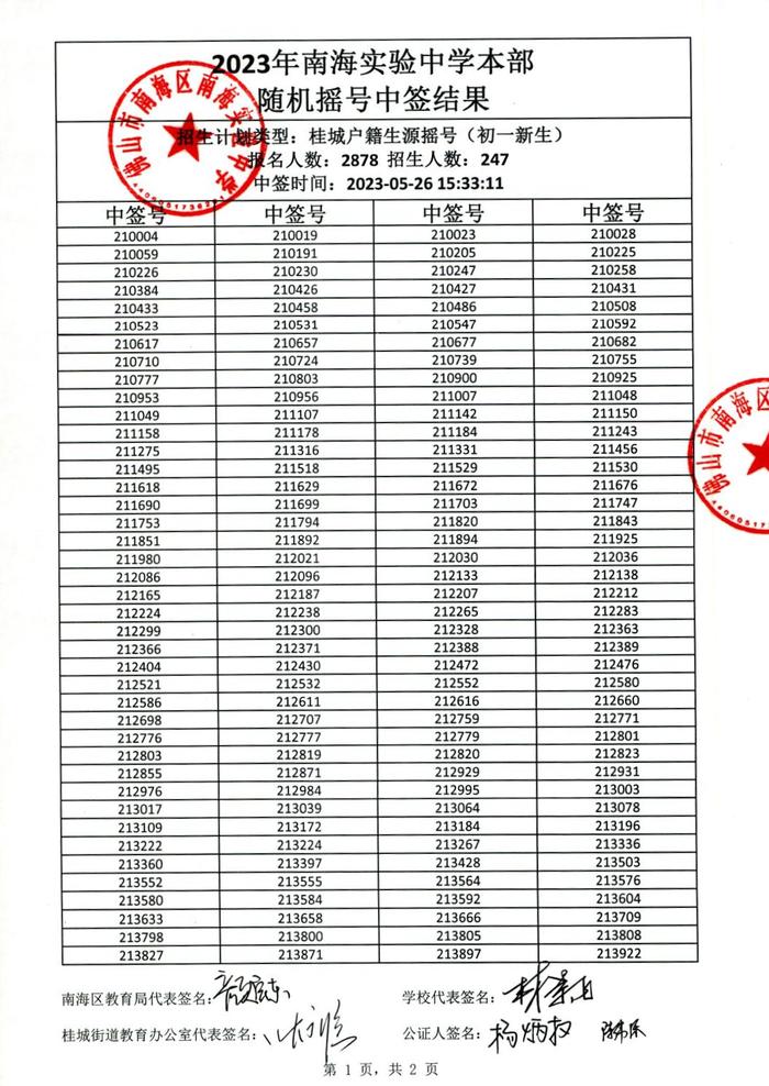 快讯！南海实验中学、南海实验小学、桂城外国语学校摇号中签结果公布