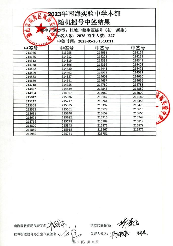 快讯！南海实验中学、南海实验小学、桂城外国语学校摇号中签结果公布