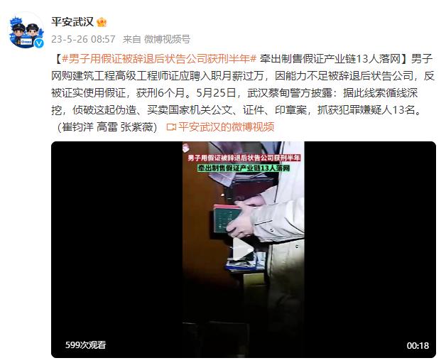 男子用假证被辞退后状告公司获刑半年，牵出制售假证产业链，13人落网