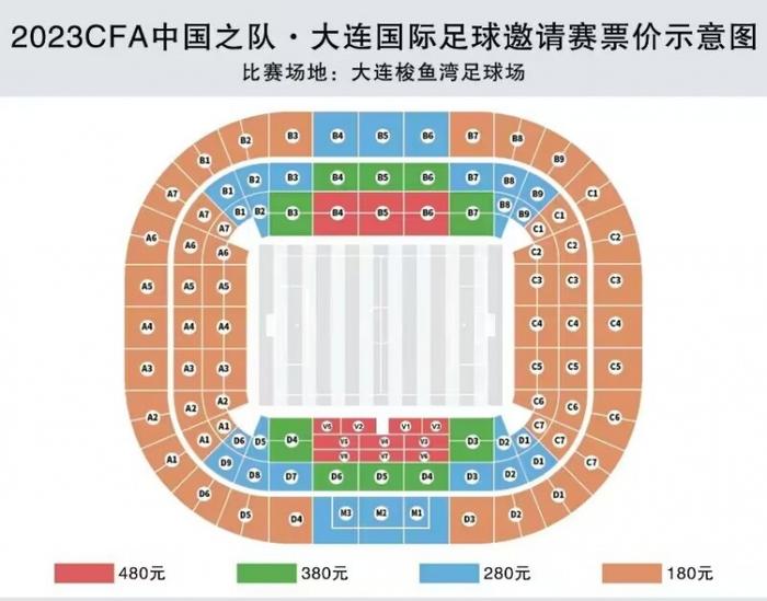 国足热身赛票价分四档：最低价180元 最高价480元