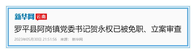 罗平县阿岗镇党委书记贺永权已被免职、立案审查