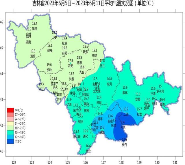 本周吉林省仍有分布不均的雷雨天气，气温前低后高