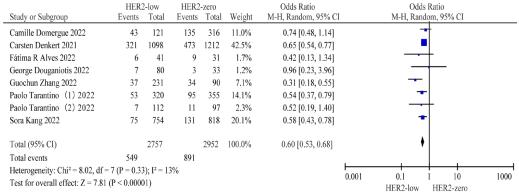 一项Meta分析揭示HER2低表达与乳腺癌患者预后之间的相关性