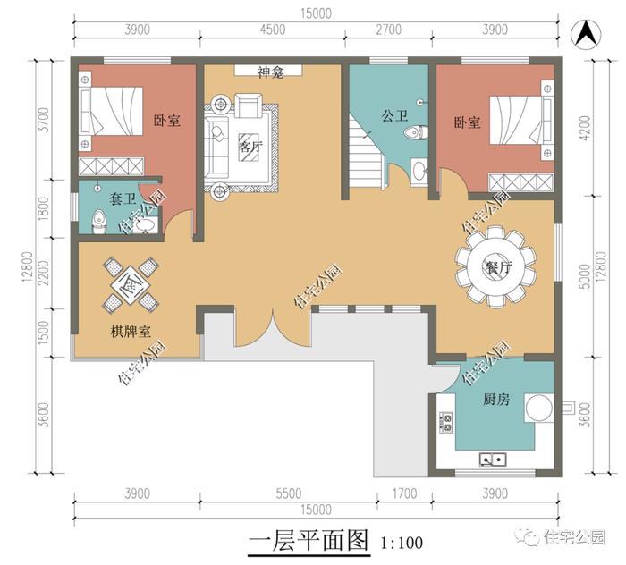 特价图纸丨落地窗+外走廊，10×11米新中式二层美宅