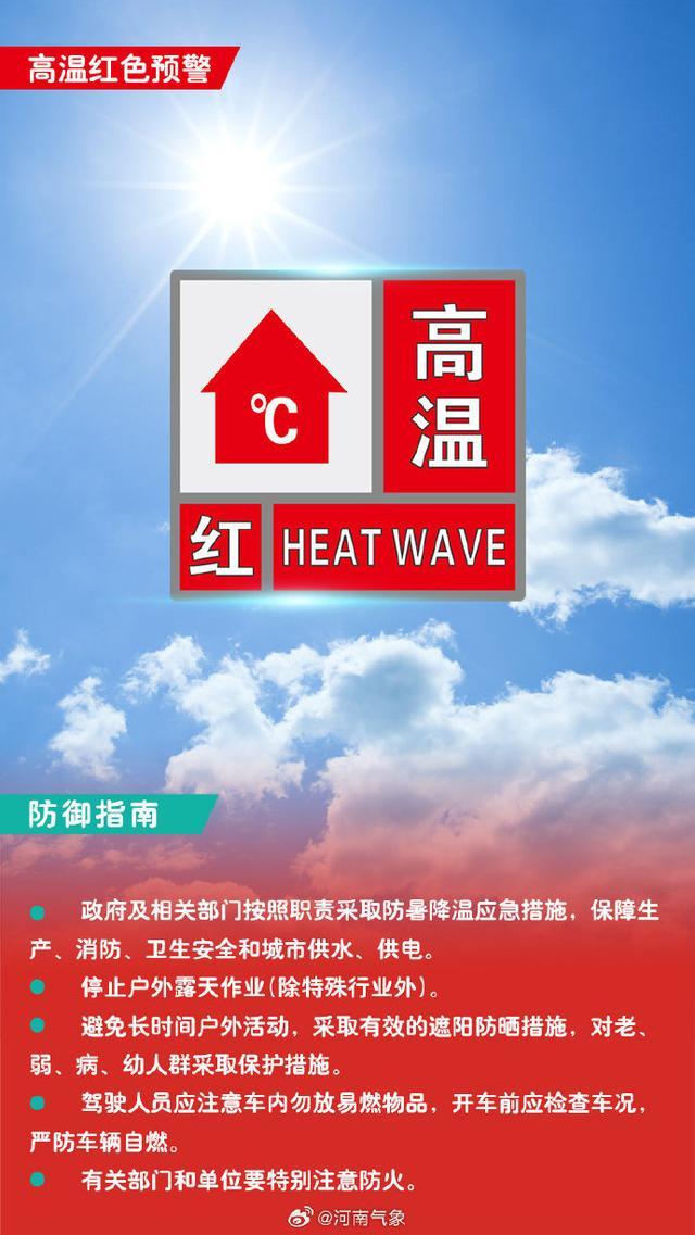 最高40℃以上！郑州市气象台发布高温红色预警信号