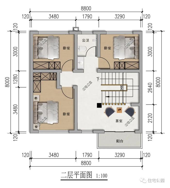 东西无窗设计，8×8米占地仅70平，4室2厅好格局带来全新生活