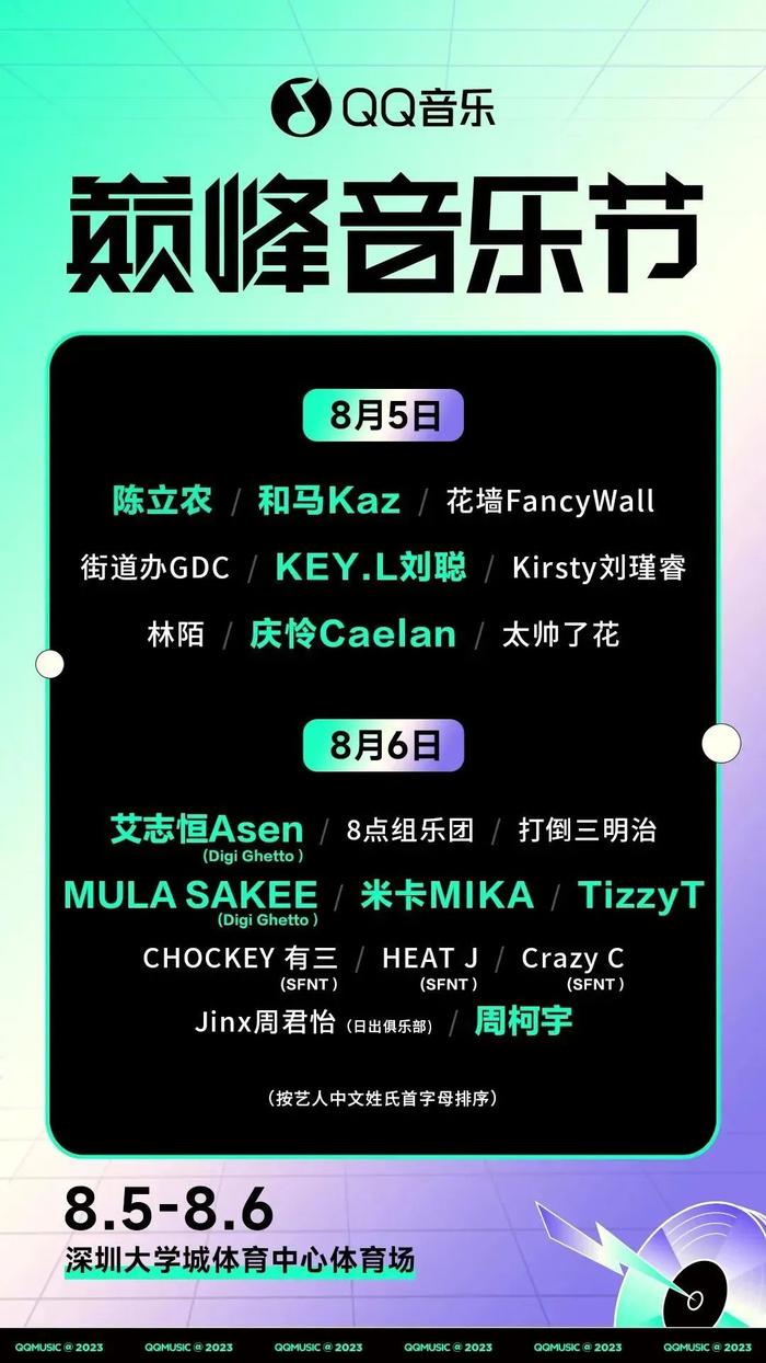 福利 | 陈立农、KEY.L刘聪、Tizzy T……相约巅峰音乐节！