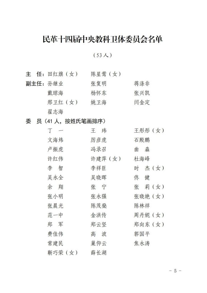 【名单】民革十四届中央各专门委员会名单