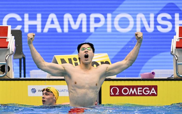 覃海洋打破男子200米蛙泳世界纪录。 图/新华社