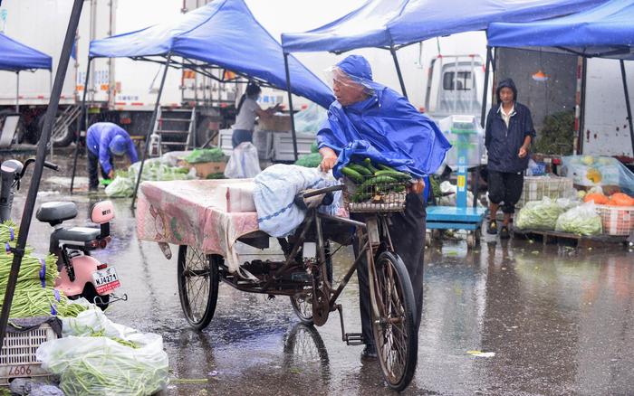 雨中新发地交易正常，今日北京蔬菜供应量超过2万吨