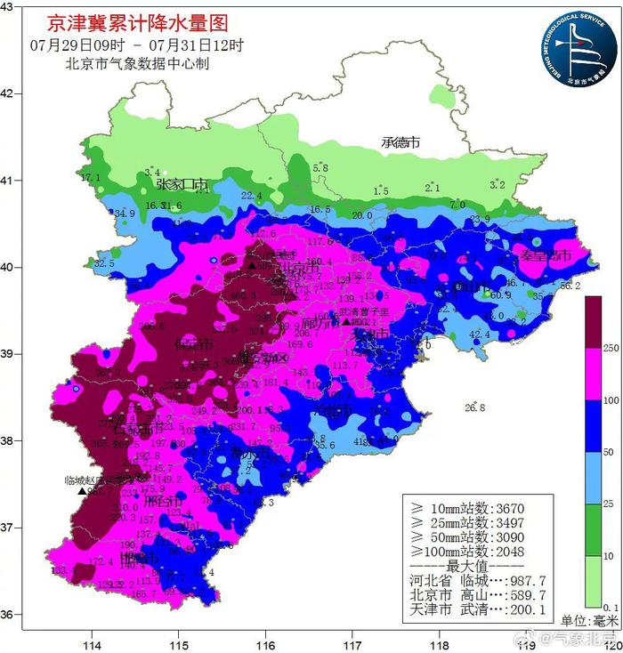 北京地区16小时内最大降雨量超580毫米